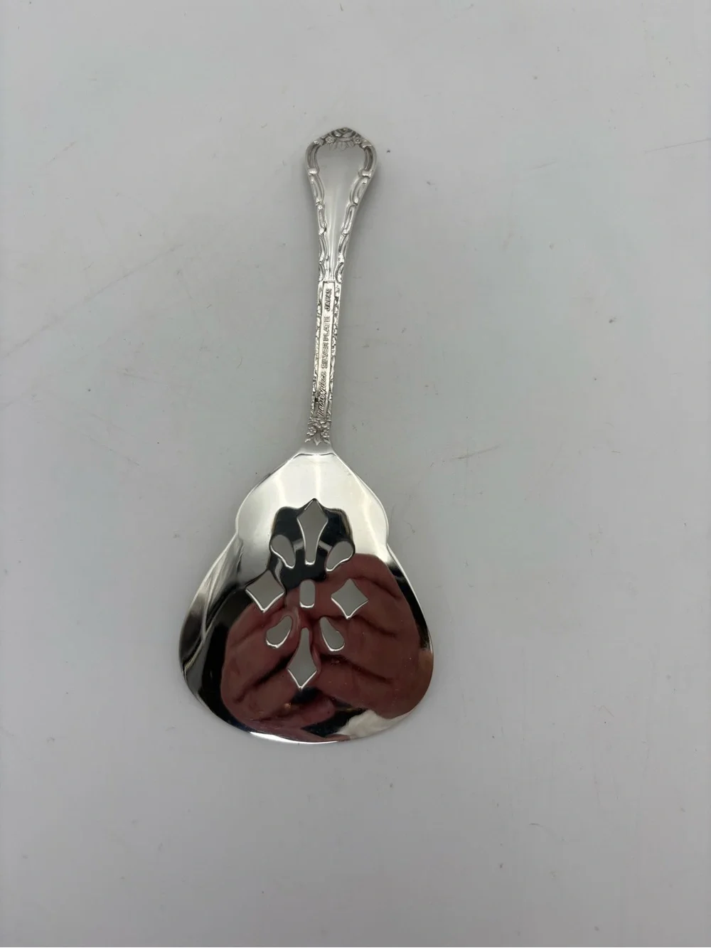 Vintage Masterpiece Silver-Plated Ornate Handled Pierced Serving Spoon